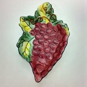 Vintage 1999 Clay Art So. San Francisco "Vineyard" Hand Painted Serving Dish+